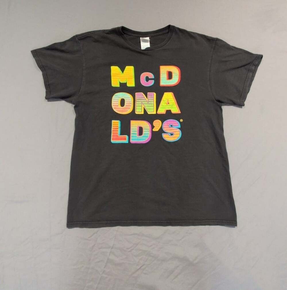 Vintage McDonald's Colorful Spelled Out Black T-Shirt Delta Pro Weight